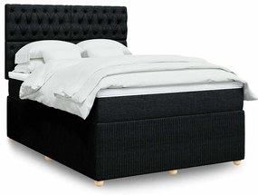Cama com molas/colchão 140x200 cm tecido preto