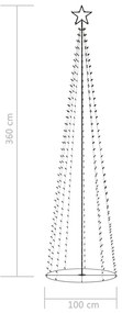 Árvore de Natal em cone 400 luzes LED multicor 100x360 cm