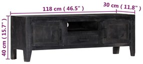 Móvel de TV 118x30x40 cm madeira de mangueira maciça preto