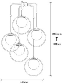 Candeeiro de Teto Dolunay – Preto e Branco – 74 cm de Diâmetro x 103 c