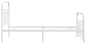 Estrutura de cama com cabeceira e pés 107x203 cm metal branco