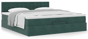 Estrutura de cama otomana com colchão 180x200 cm verde escuro