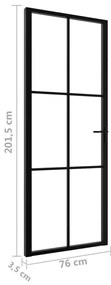Porta de interior em vidro ESG e alumínio 76x201,5 cm preto