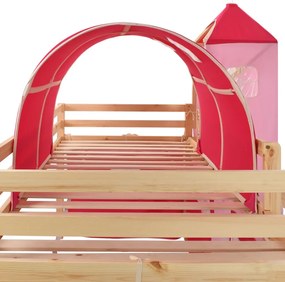 Estrutura cama infantil c/ escorrega e escada pinho 208x230cm