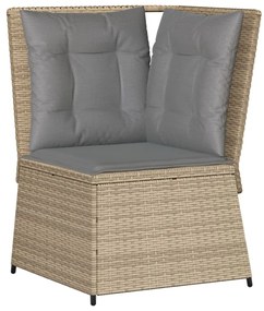 7 pcs conjunto lounge para jardim com almofadões vime PE bege