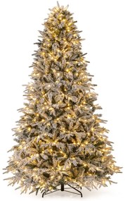 Árvore de Natal artificial de 240 cm com (DECORAÇÕES NÃO INCLUIDAS) pré-iluminada com 460 luzes LED brancas quentes Pontas dos ramos Verde e Branco