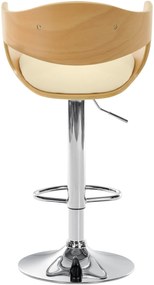 Banco de bar Kingston em couro sintético 50 x 88-102 x 48 cm Natural + Creme