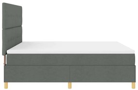 Cama Box Spring com colchão e LED Cinza Escuro 180x200 cm Tecido