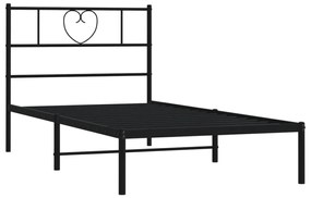 Estrutura de cama com cabeceira 80x200 cm metal preto