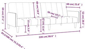 Sofá-cama de 2 lugares veludo cor creme