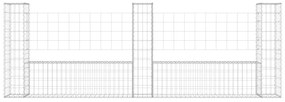 Cesto gabião em forma de U c/ 3 postes 260x20x100 cm ferro