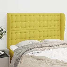 vidaXL Cabeceira de cama c/ abas tecido 147x23x118/128 cm verde