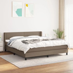 vidaXL Cama com molas/colchão 160x200 cm tecido castanho-acinzentado