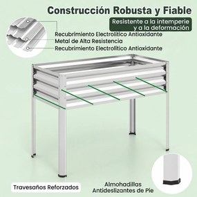 Floreira elevada com estufa 112 x 55 x 152 cm, canteiro de jardim em metal galvanizado com cobertura de proteção e porta enrolável para pátio, terraço