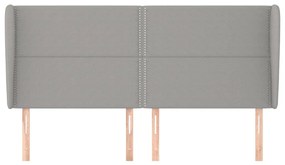 Cabeceira cama c/ abas tecido 203x23x118/128 cm cinzento-claro