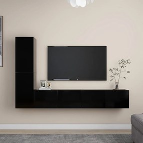 vidaXL 4 pcs conjunto de móveis de TV derivados de madeira preto