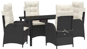 Conjunto de Jantar com 5 Peças para Jardim com Almofadas de Rattan Pol