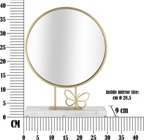 ESPELHO DE MESA BORBOLETA 30X9X39,5 CM DOURADO E MÁRMORE