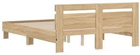 Estrutura cama c/ cabeceira/luzes LED 150x200cm carvalho sonoma