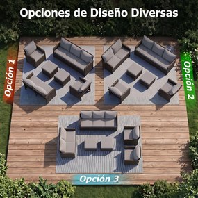 Conjunto de 6 Peças de Jardim com Sofás, Poltronas e Apoios para os Pés, Vime de PE, Castanho e Cinzento