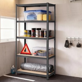 conjunto de 2 Estantes arrumação escritório, garagem, arquivo 40 x 90 x 180 cm com 5 prateleiras, com estrutura em aço cinzento
