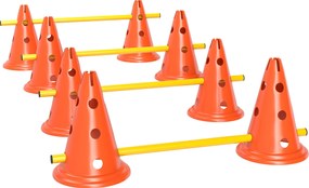 Conjunto de Agilidade para Cães Barreiras de Obstáculos para Treino de Coordenação 8 Cones 8 Barras Bolsa de Transporte Laranja