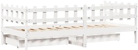 Sofá-cama c/ gavetas 90x200cm madeira de pinho maciça branco