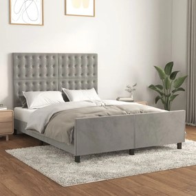 Estrutura de cama sem colchão 140x200 cm veludo cinzento-claro