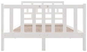 Estrutura de cama 140x190 cm madeira de pinho maciça branco