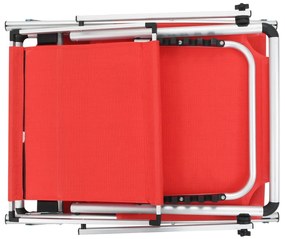 Espreguiçadeiras dobráveis c/ teto 2pcs alum/textilene vermelho