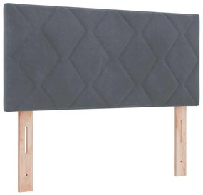 Cama Box Spring com Colchão e LED Cinza Escuro 90x190 cm Veludo