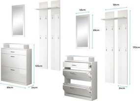 Conjunto de Entrada Palton – Branco e Cinzento – Com Espelho, Cabide o