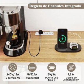 Armário de armazenamento Cozinha 100 x 40 x 180 cm com tomada elétrica 4 armários Compartimento aberto Branco