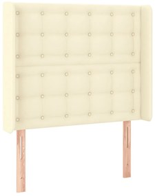 Cabeceira de cama c/ LED 93x16x118/128cm couro artificial crème