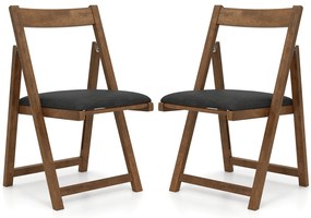 Conjunto de 2 cadeiras dobráveis para sala de jantar, cadeiras de cozinha com encosto curvo, cadeira acolchoada, capacidade de carga de 150 kg