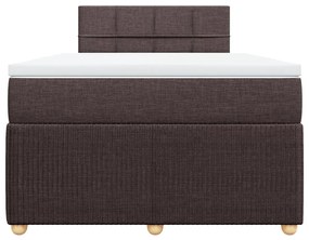 Cama boxspring com colchão 120x190 cm tecido castanho-escuro