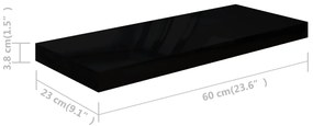 Prateleiras de parede suspensas 4 pcs 60x23,5x3,8 cm MDF preto