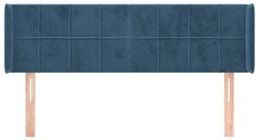 Cabeceira de cama c/ abas tecido 147x16x78/88cm azul-escuro