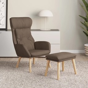 3097759 vidaXL Cadeira de descanso com banco p/ pés tecido cinza-acastanhado