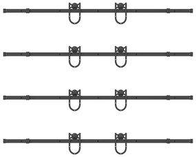 Kit de ferragens para porta deslizante 400 cm aço preto