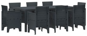 vidaXL Conjunto de Jantar para Jardim 9 pcs Antracite Polipropileno