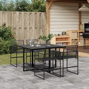 vidaXL 5 pcs conjunto de jantar p/ jardim vime PE preto