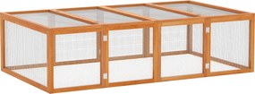 Gaiola para coelhos para interior e exterior 181 x 100  x 48  cm, com 2 portas superiores, em madeira maciça castanha