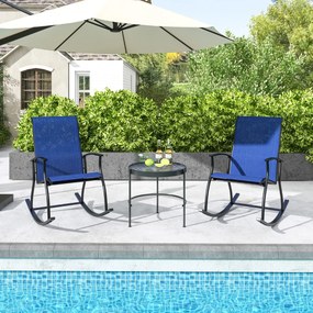 Conjunto de 2 cadeiras de baloiço de Jardim com encosto respirável Estrutura metálica 102 x 68 x 100 cm Azul