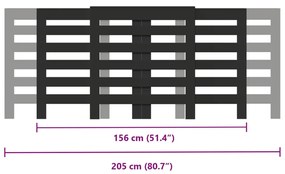 Cobertura de radiador 205x21,5x83,5 cm derivados madeira preto