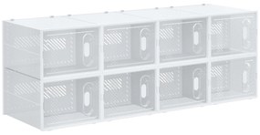 HOMCOM Sapateira Modular Plástico 8 Cubos Portas Magnéticas Organizador Sapatos 28x36x21cm Transparente