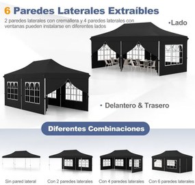 Tenda 600 x 300 cm pop-up com 6 paredes laterais removíveis para festas, casamentos, eventos com bolsa Preta