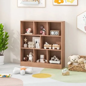 Estante de 8 cubos com 3 níveis de organização de arrumação Estante anti-queda para sala de estar, quarto, escritório Natural