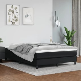 3120694 vidaXL Estrutura de cama com molas 140x190 cm couro artificial preto