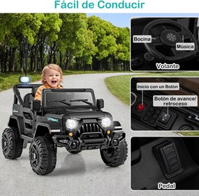 Carrinho Elétrico para Crianças 1 a 5 anos, 99 x 62 x 62 cm, Com Comando à Distância, Preto